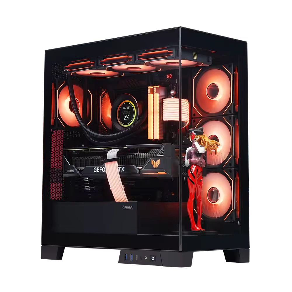 Boitier d'ordinateur PowerDealshop 2351 en verre trempé, nouveau design, boîtier PC ATX,